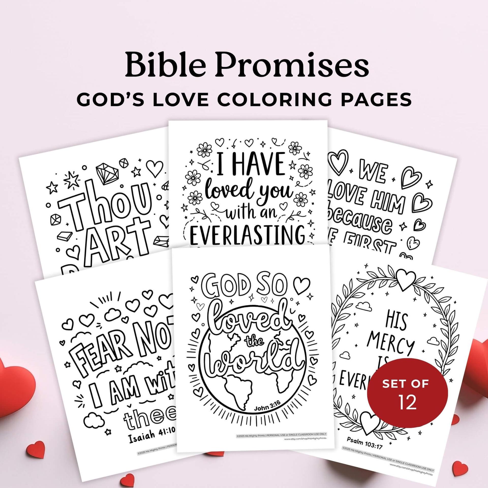 Christian Bible verse coloring pages with 12 unique no-prep designs for kids and women to reflect on God’s love and Bible promises