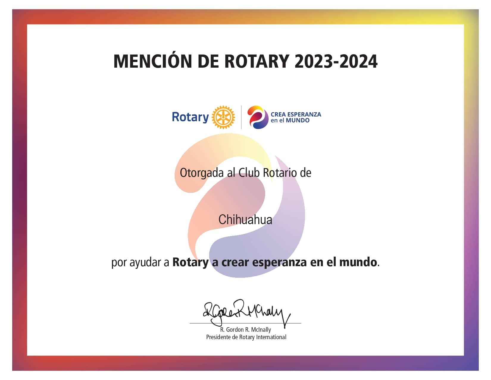 Premio a la Excelencia del Club Rotario Chihuahua
